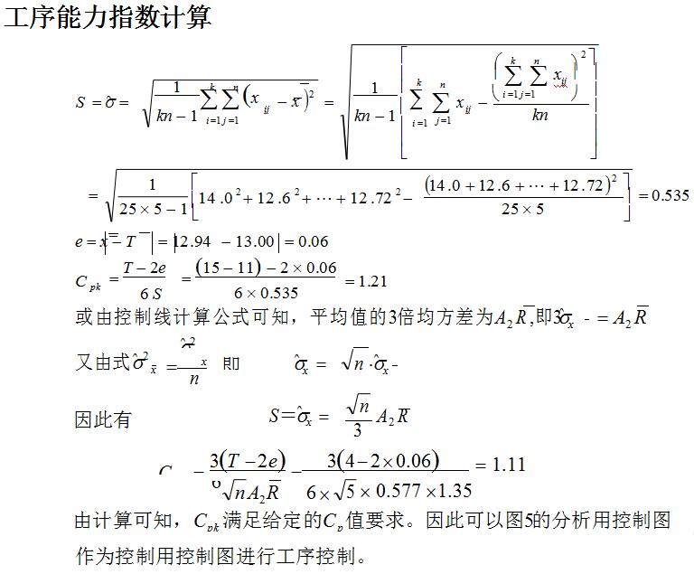 工序能力指数计算过程